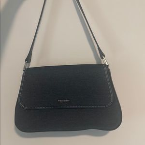 Kate Spade Black Crescent Shoulder Bag with Flap Closure